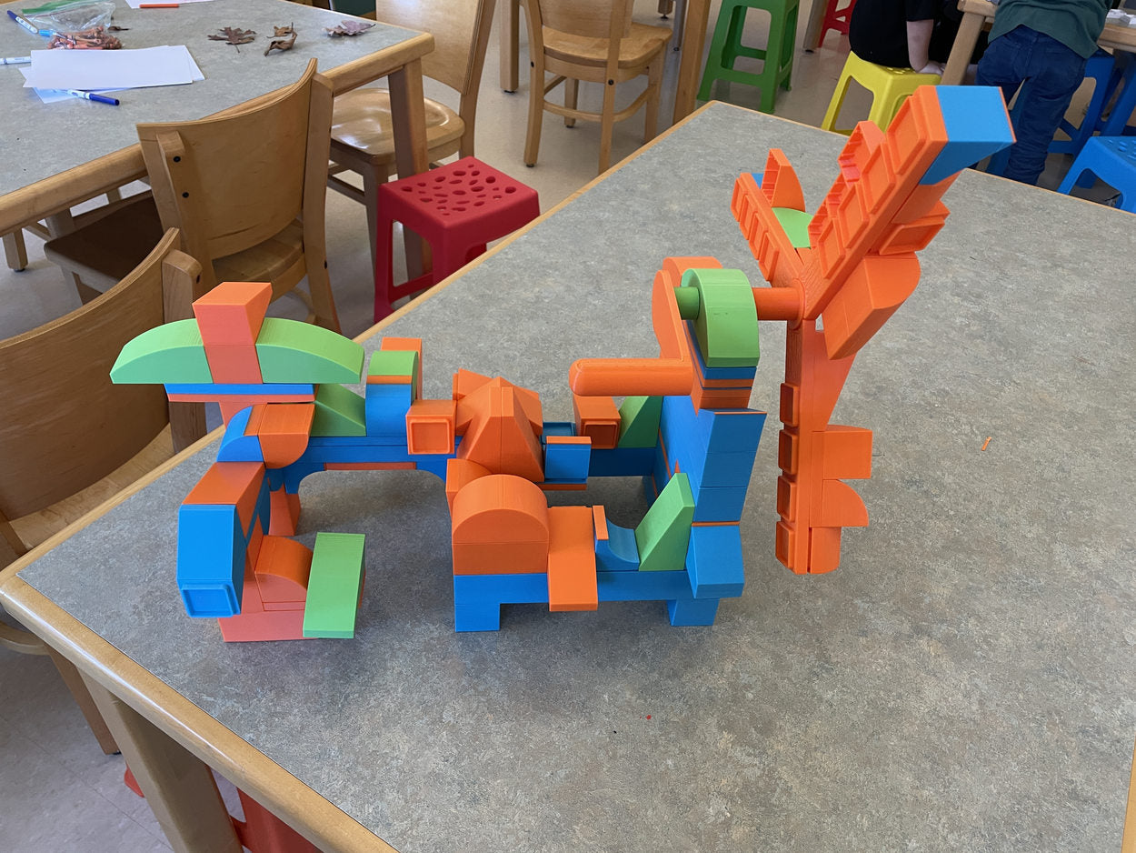 Creative orange-and-blue build with a windmill mechanism