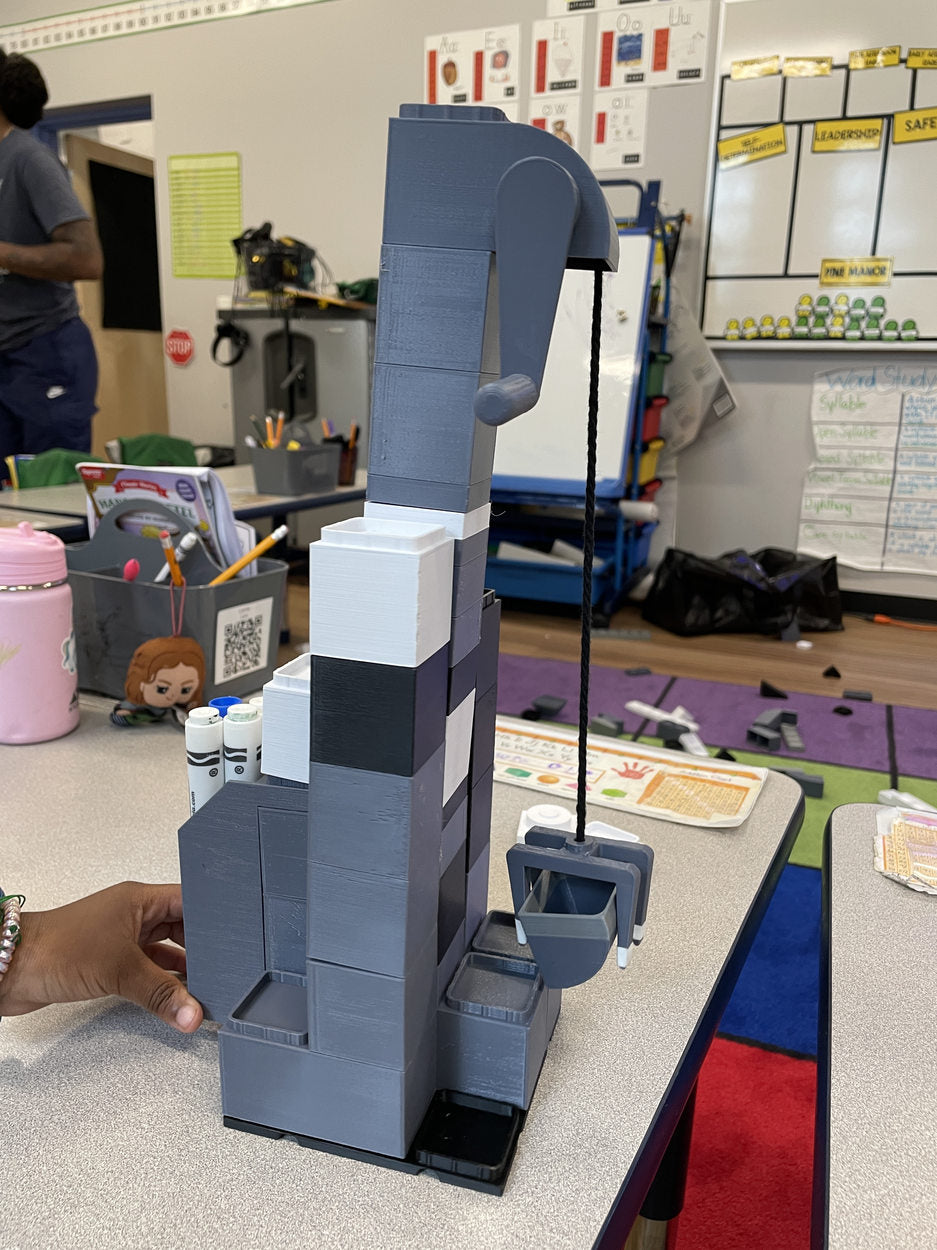 Tall student-designed black-and-white build