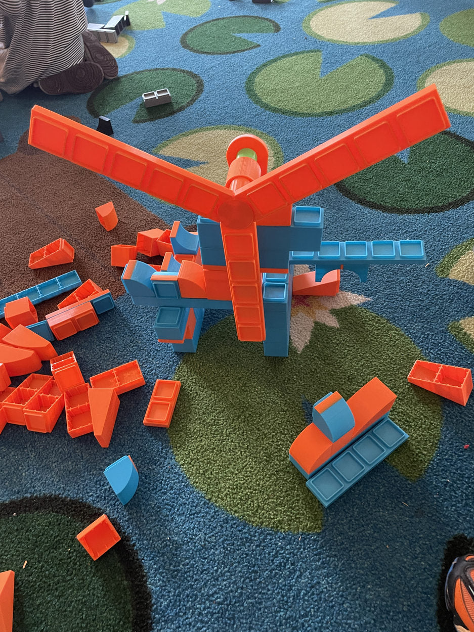 Top-down view of an original classroom windmill build